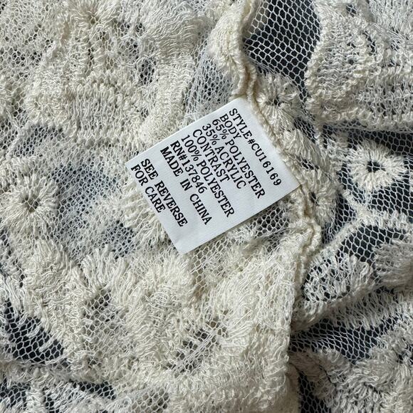 ROOMMATES Lace Duster Cardigan XL Beige Tie at Waist Tassels Boho Romantic Chic - Picture 6 of 11